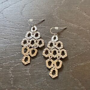 Elegant Silver and Gold Chandelier Earrings